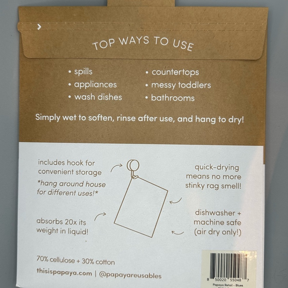 Papaya Light Blue Reusable Paper Towels - Picture 2 of 2